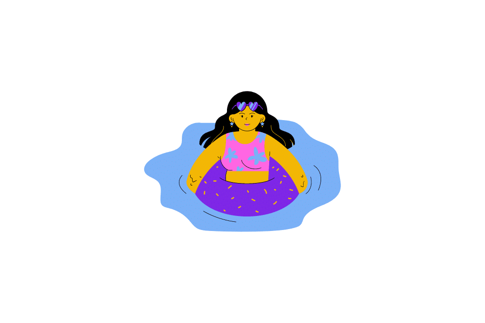 Woman in pool ring swimming with period