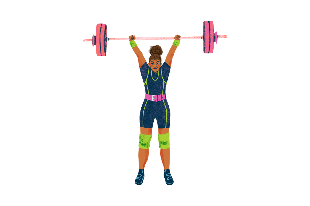 Strength training - woman with barbell.